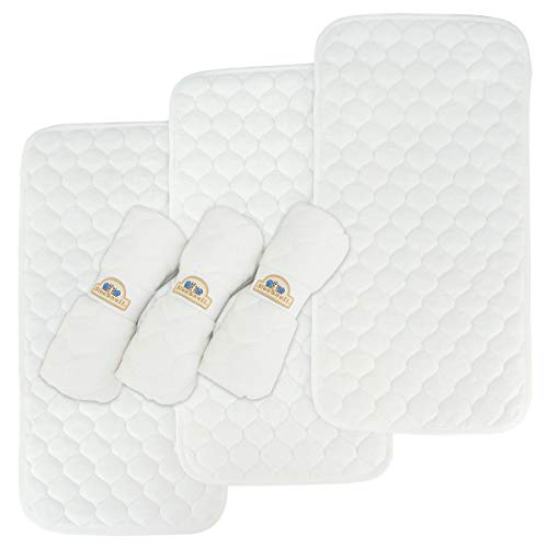 Quilted Thicker Longer Waterproof Changing Pad Liners for Babies 6 Count by BlueSnail(White)