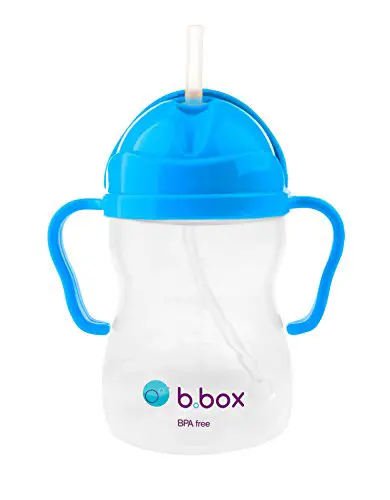 b.box Sippy Cup with Innovative Weighted Straw | Easy-Grip Handle | Color: Neon Cobalt Blue | 8 oz. | BPA-Free | Phthalates & PVC Free | Dishwasher Safe