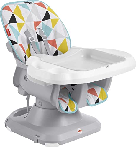 Fisher-Price Spacesaver High Chair Portable Baby to Toddler Dining Seat with Deep Tray and Tray Liner, Windmill [Amazon Exclusive]
