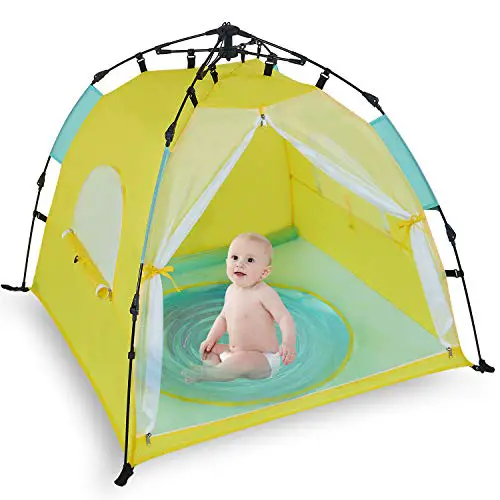 Bend River Automatic Instant Baby Tent with Pool, UPF 50+ Beach Sun Shelter, Portable Mosquito Net for Infant