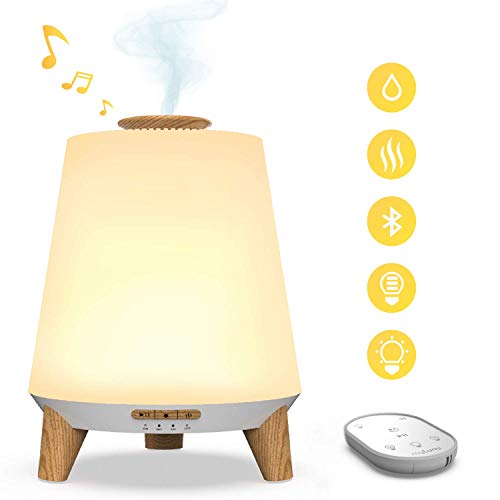 Nectar Baby Humidifiers for Nursery, Ultrasonic Air Humidifier for Bedroom(Cool Mist & Aroma Diffuser), 7 Color with Remote Control, Bluetooth Lullaby & White Noise, Nightlight for Kids (Wood)