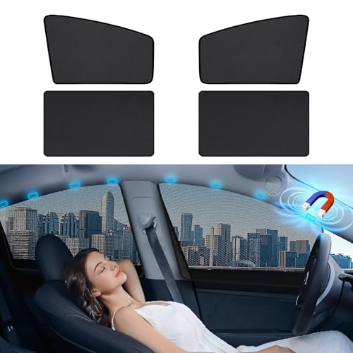 aokway Car Side Window Sun Shade, Universal Magnetic Curtain for Baby and Kids with Sun UV Protection, Reduce Damage from Direct Bright Sunlight and Heat 4 pcs