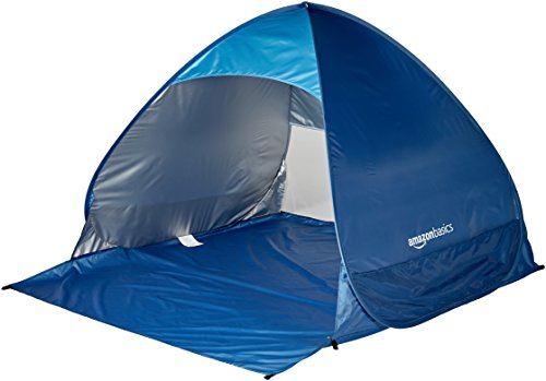 Amazon Basics Pop-up Beach Tent Sun Shade Shelter - 65 x 58.9 x 43.5 Inches, Blue