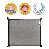 Dreambaby Indoor/ Outdoor Retractable Mesh Baby Gate, 2 Sets Of Hardware For Easy Relocation, 33” Tall And 55” Wide, For Doorways And Stairs - Black