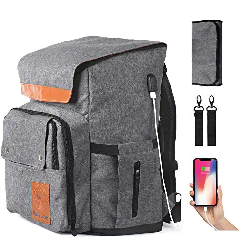 Large Diaper Bag Backpack - For Moms with Twins or Multiple Little Ones - Spacious Baby Travel Bag Includes Stroller Straps, Insulated Pockets, USB Charging Port and Changing Pad