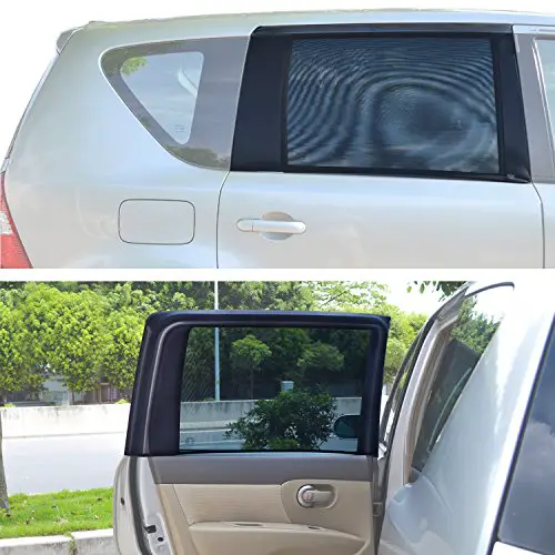 TFY Universal Car Rear Side-Door Square-Window Sunshades - for Vehicles with Side Windows 29.5Inch - 41.5Inch W x 19Inch H (Regular Rectangular Window)