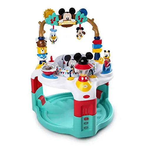 Bright Starts Disney Baby Mickey Mouse Camping with Friends Activity Saucer with Lights and Melodies, Ages 6 months +