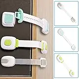 Child Safety Cabinets Locks Sticky Adjustable Pets Proofing Strap Baby Locks Latches for Furniture Trash Can with Strong 3M Adhesive No Tools Easy Installation Baby gate Lock System Pack of 4
